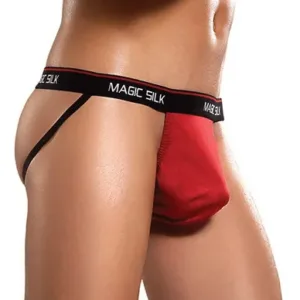 Magic Silk Men’s Silk Jock Strap – Red Lightweight Support Underwear – S/M