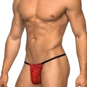 AYARA's Style - Male Power Stretch Lace Posing Strap – Red Lightweight Mesh Underwear – O/S