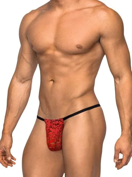AYARA's Style - Male Power Stretch Lace Posing Strap – Red Lightweight Mesh Underwear – O/S